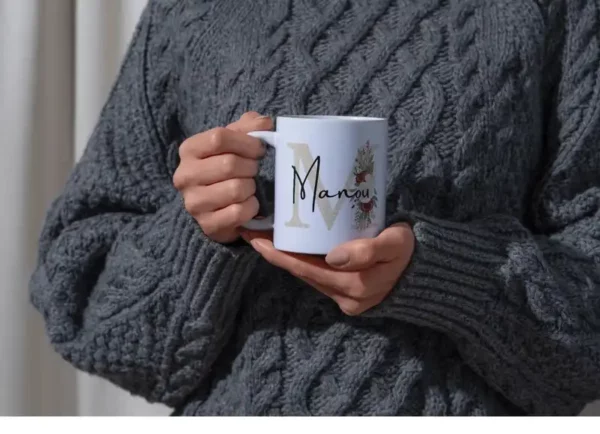 Mug Lettre et Fleurs