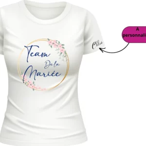 T-shirt Blanc pour Événement de Jeune Fille - Team de la mariée Personnalisable