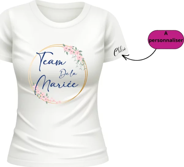 T-shirt Blanc pour Événement de Jeune Fille - Team de la mariée Personnalisable