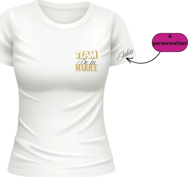 T-shirt Blanc pour Événement de Jeune Fille - Team de la mariée – Image 2