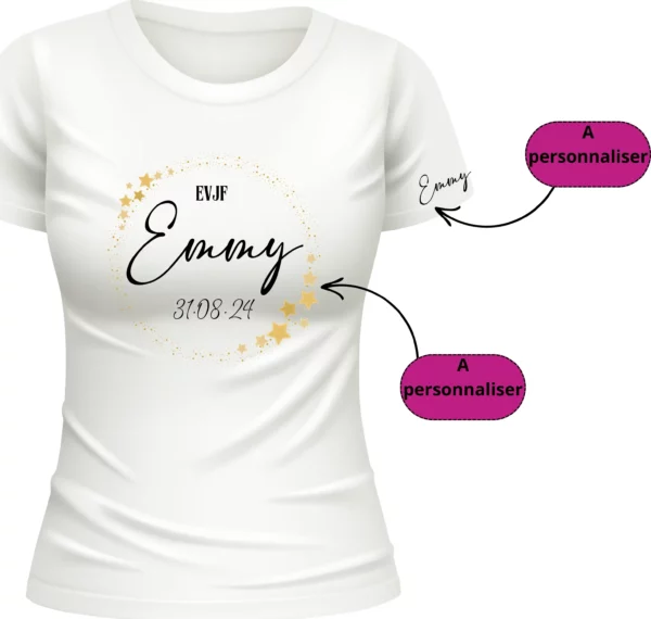 T-shirt Blanc pour Événement de Jeune Fille - Prénom et date personnalisable – Image 2